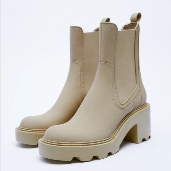 Zara Tan Ankle Boots - Picture 1 of 16